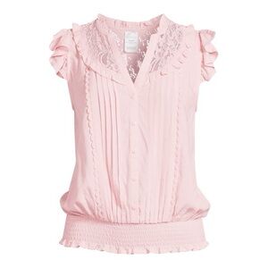 NWOT No Boundaries Light Pink Ruffle Blouse